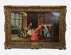 Malarstwo Scena z kardynałem i panami przy stole