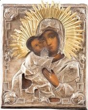 Ikony Dwie ikony: Matka Boska Włodzimierska i Chrystus Pantokrator