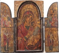 Ikony Tryptyk: Matka Boska i święci
